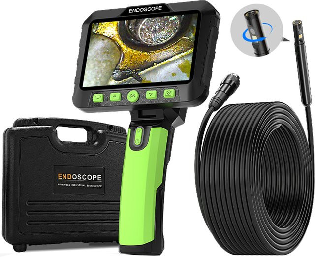 VISHRT Automatisches 360 Grad Endoskop mit 5 Zoll Bildschirm, HD1080P Video, Dual- oder Dreifachkamera und wasserdichter Auto-Inspektions-Boreskop in Schwarz - Bild 1