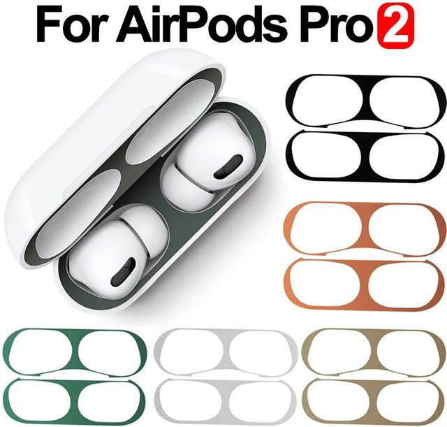 Metall-Staubschutz-Aufkleber für Apple AirPods Pro 2 als kratzfeste Schutzhülle für deine Kopfhörerbox - Bild 1