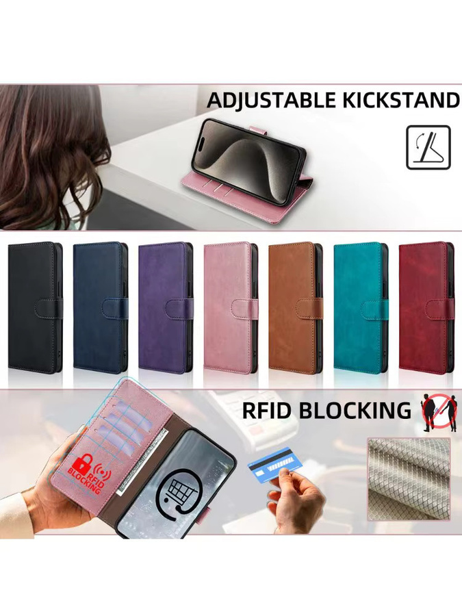 Lederne Brieftasche Handyhülle mit Magnetverschluss für Realme Narzo 70 70X 50A 30 20 Pro Note 50 60X N63 N55 in Blau und Grün - Bild 7