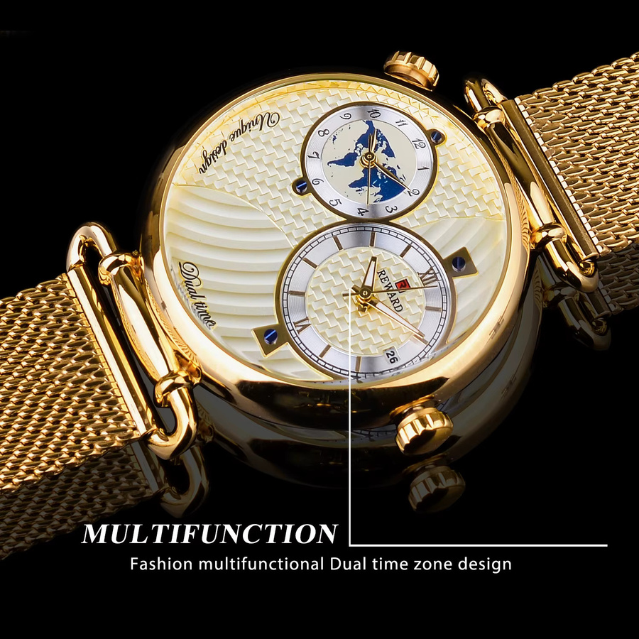BELOHNUNG Armbanduhr, Quarz, Gold, Milanaise, Herren - Bild 5