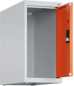 C+P Aufsatzschrank 7035/2004 mit Zylinderschloss und 1 Abteil, B/T/H: 50 x 25 x 50 cm, Lichtgrau/Reinorange - Bild 1