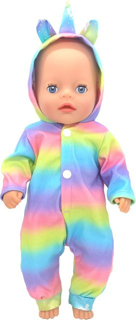 LIN KUN Puppenoutfit Einhorn, Polyester-Strampler mit Kapuze, Zubehör - Bild 1