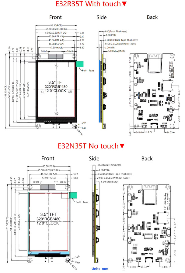 DIYmall ESP32 Entwicklungsboard mit 3,5-Zoll Smart Display TFT Touchscreen ST7796U WiFi und Bluetooth Modul für Arduino - Bild 3