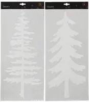 DECORIS Fensterbild Tanne in Weiß, 2er Pack, weihnachtliche Dekoration mit Blättern - Bild 1