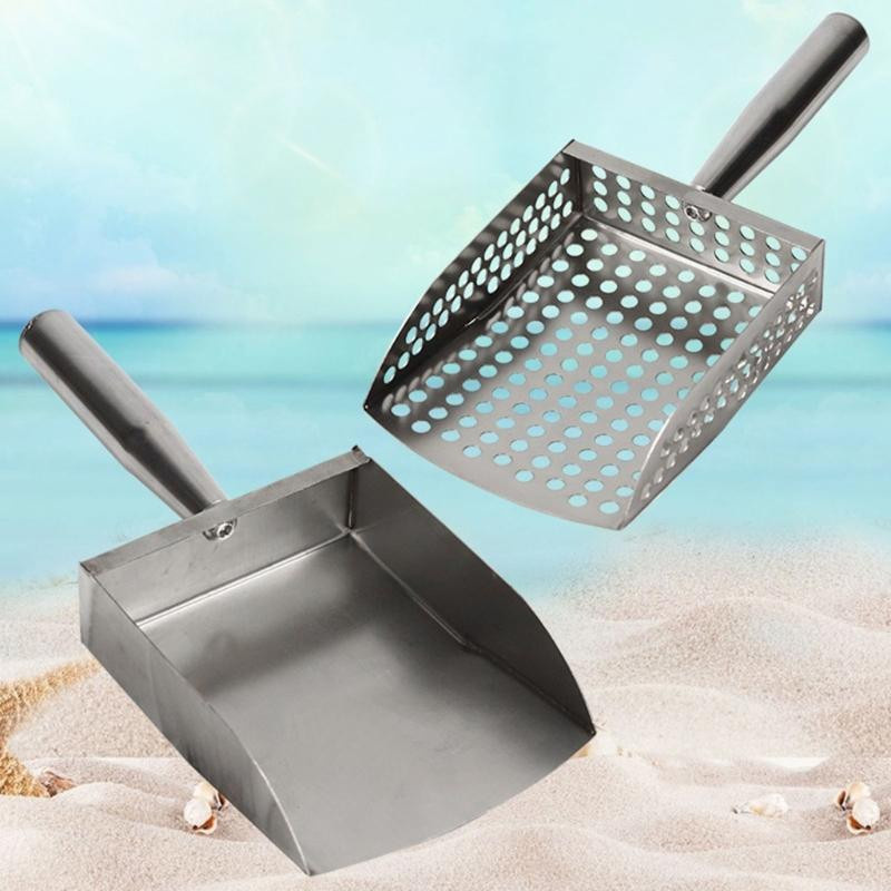 Professioneller Strandkamm mit Filtersieb aus rostfreiem Edelstahl zum Muschelsammeln und Reinigen von Sand - Bild 3