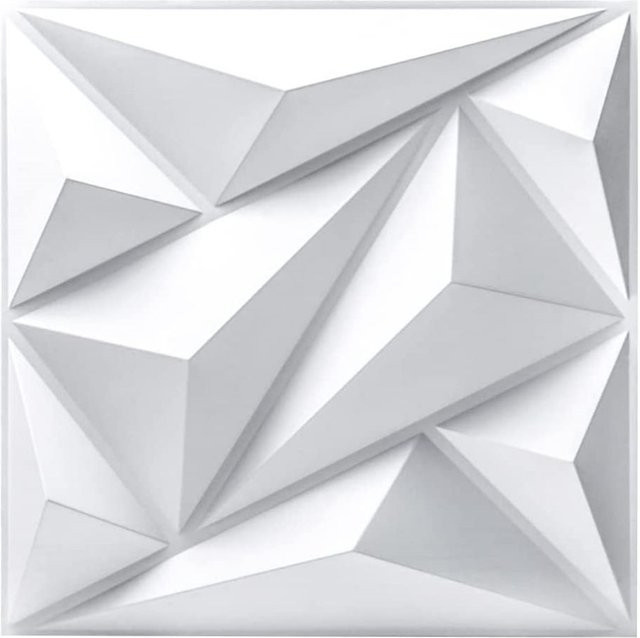 12 Stück 3D Wandpaneele in Weiß mit abstraktem Design für moderne Innenwanddekoration, B/B: 30 x 30 cm - Bild 1