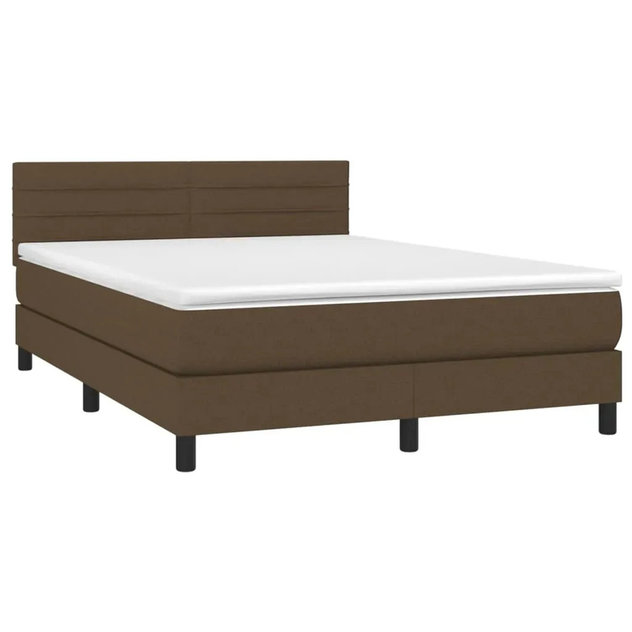 vidaXL Boxspringbett mit Matratze in Dunkelbraun, Hybridbett mit LED-Unterbettbeleuchtung und USB-Ladeanschluss, B/T: 140 x 190 cm - Bild 2