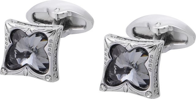 Qi Qi Wu Manschettenknöpfe, Blumen-Schmetterling, Zirkonia, Silber, Herren - Bild 1
