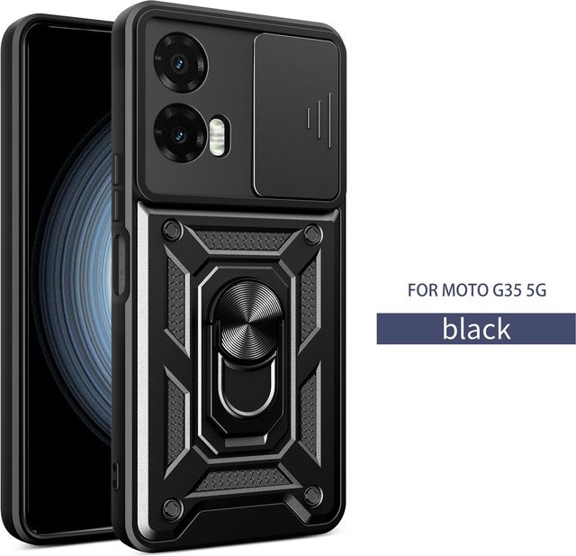 Stoßfeste Schutzhülle für Motorola Moto G35 5G mit drehbarem Ring und Kamera-Schutz in Rot - Bild 1