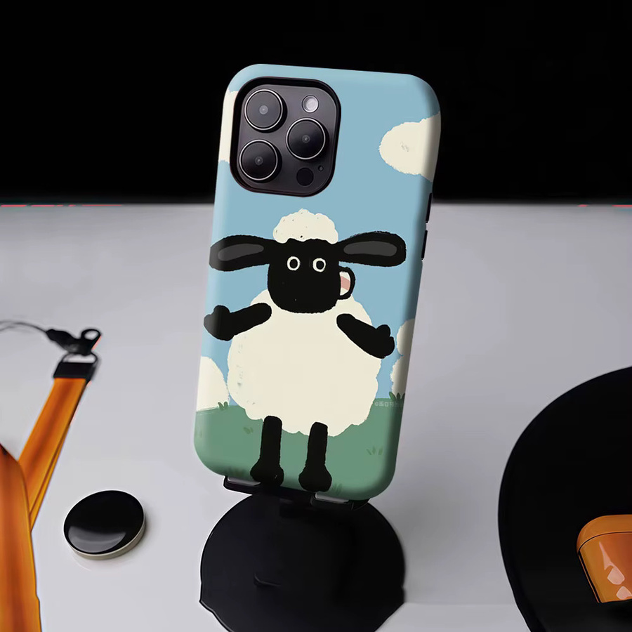 Aurbe Matte 2-in-1 MagSafe Hülle mit Film für iPhone 17 16 15 14 Plus Pro Max Stoßfeste Hartschale Shaun Sheep Case Multicolour - Bild 4