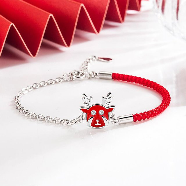 Lucky Star Jewelry Hirscharmband, versilbert, rotes Seil, Damen - Bild 1