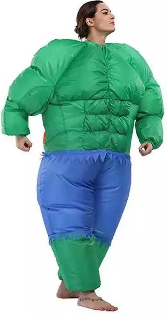 Aufblasbares Muskelmann-Kostüm für Erwachsene, grün, One size - Bild 1