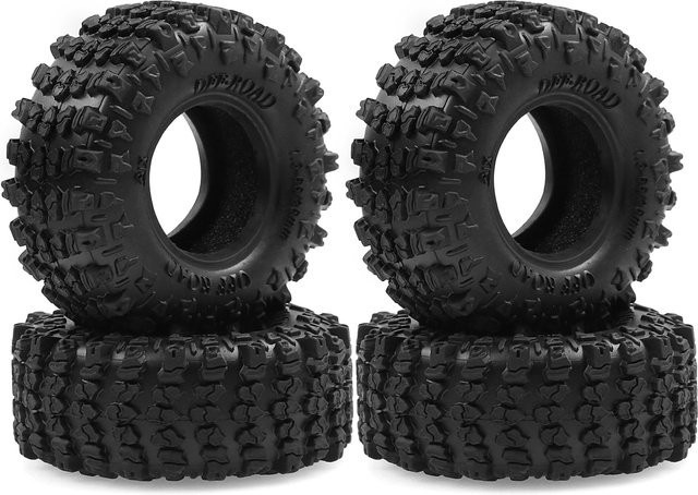 RS Gummireifen für RC Crawler Car, 4-teiliges Set, 1,3 Zoll, Schwarz - Bild 1