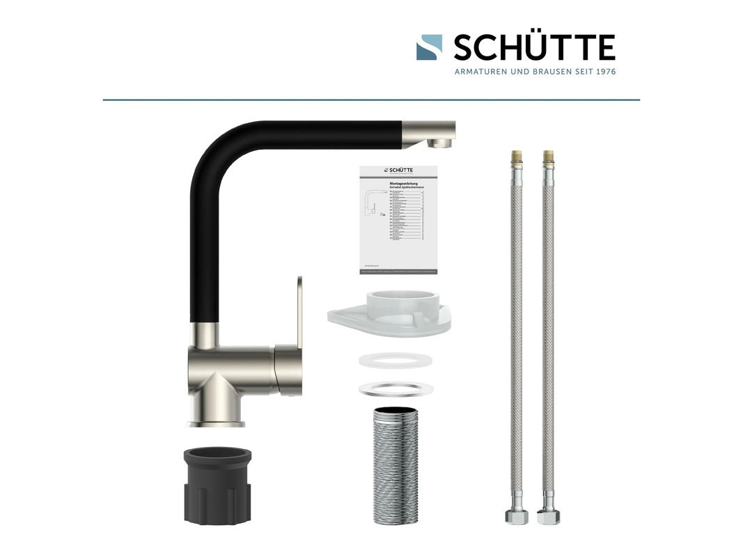 Schütte Spültischarmatur Rio Einhebelmischbatterie mit Schwenkauslauf in Edelstahloptik Schwarz Matt - Bild 2