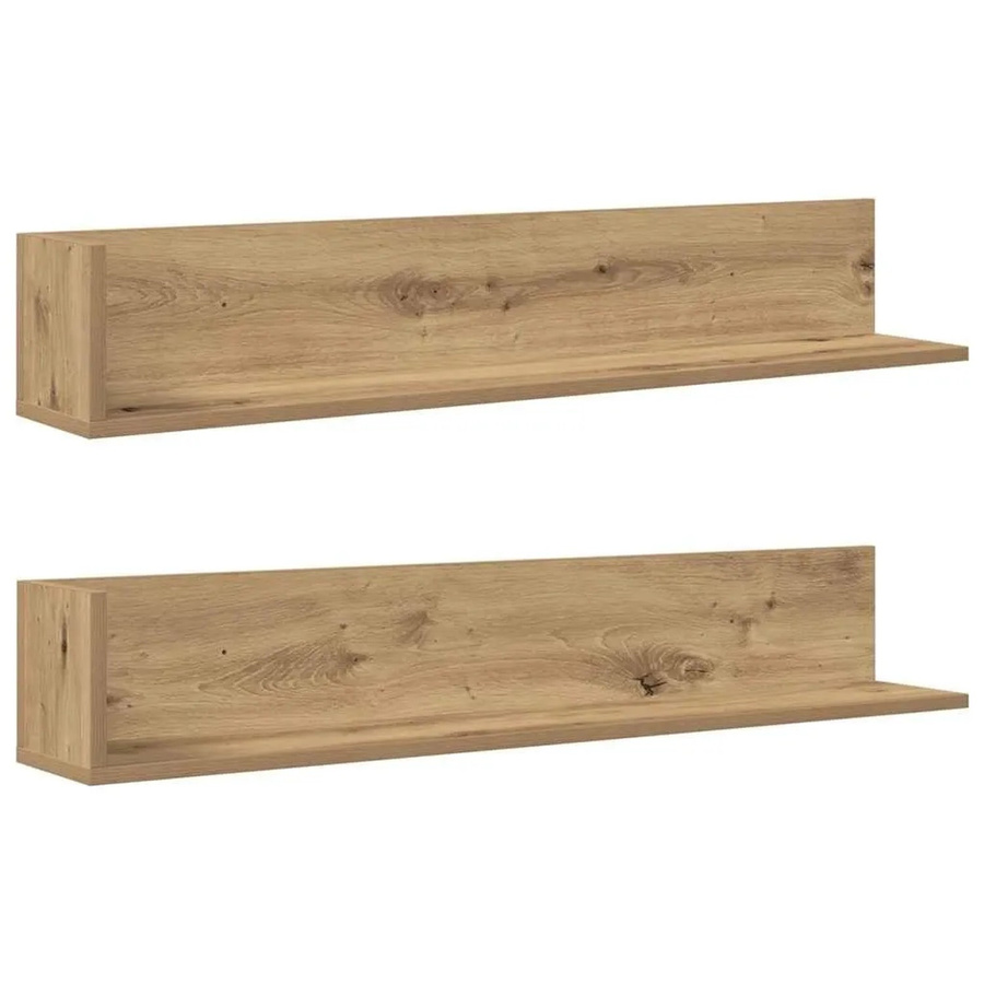 vidaXL Wandregale 2er Set Artisan-Eiche, Farbe Braun, B/T/H: 100 x 16,5 x 16,5 cm - Bild 2