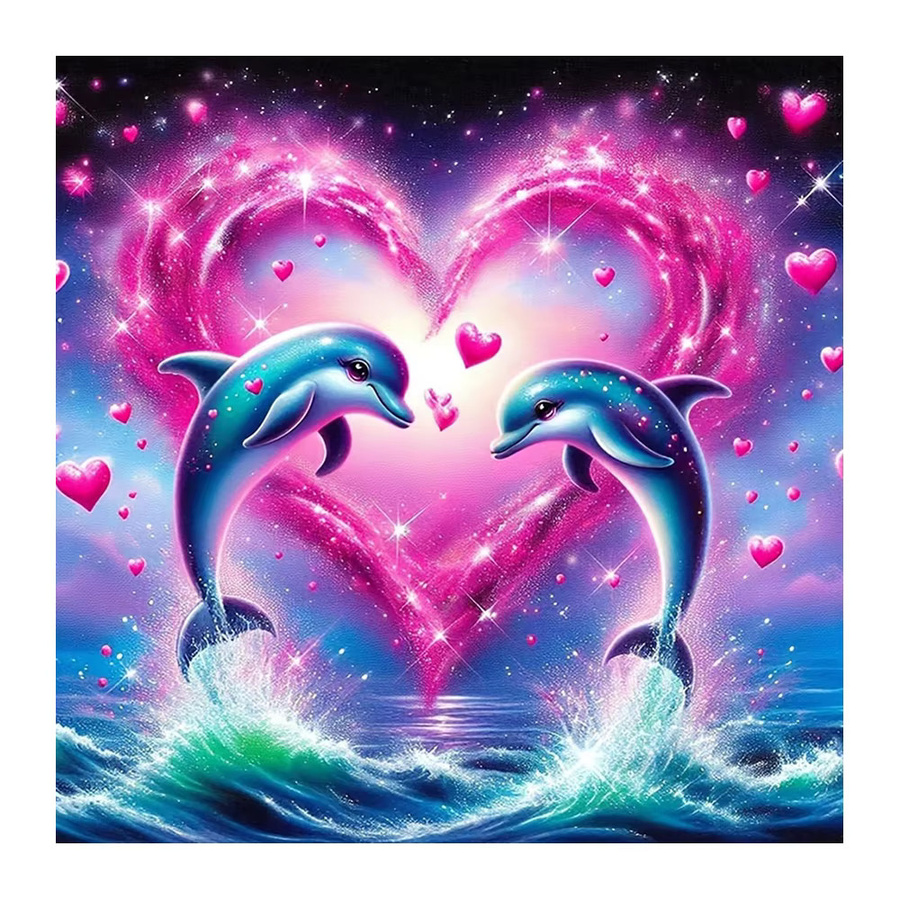 EverShine DIY 5D Diamant Malerei Delphin Herz Mosaik Stickerei in Multicolour, B/B/H: 20 x 20 x 20 cm - Bild 4