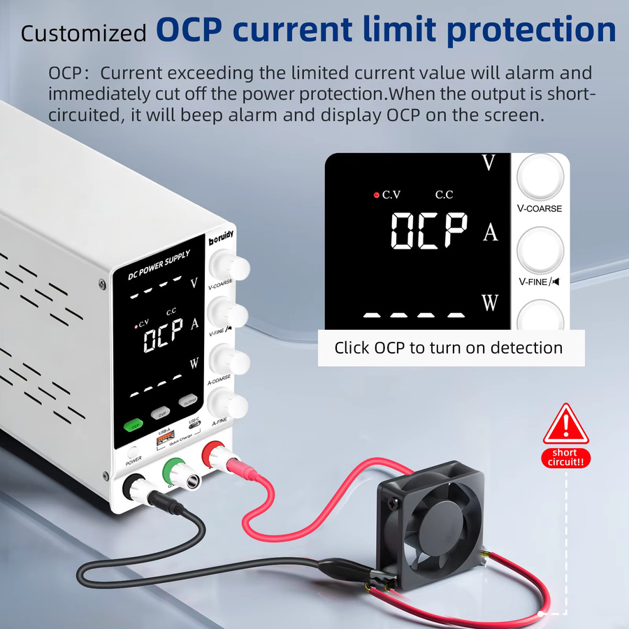 Boruidy Labornetzteil Einstellbar 30 V 10 A DC-Schaltnetzteil mit OCP/OVP, Encoder-Steuerung und USB-A/Typ-C Anschlüssen - Bild 3