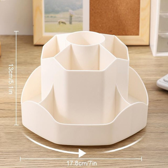 Rotierender Stifthalter aus Kunststoff von Love Home Garden in Beige und Grau mit großer Kapazität für dein Büro und deinen Schreibtisch - Bild 1
