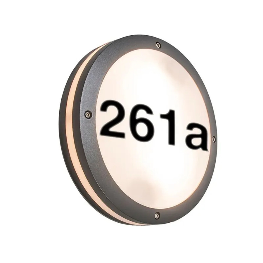 QAZQA Außenwandleuchte Glow in Anthrazit mit Hausnummer, IP54, E27, Aluminium und Kunststoff, B/T/H: 9,0 x 9,0 x 18,0 cm - Bild 2