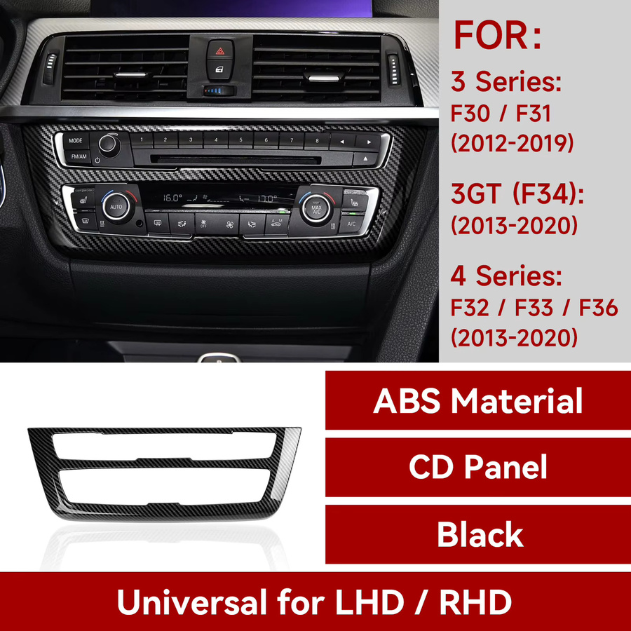Hengyueshang Carbon Fiber ABS Aufkleber für BMW F30 F31 F34 3GT F32 F33 F36 Mittelkonsole CD und Lautstärkeregler Panel Abdeckung in Schwarz - Bild 5