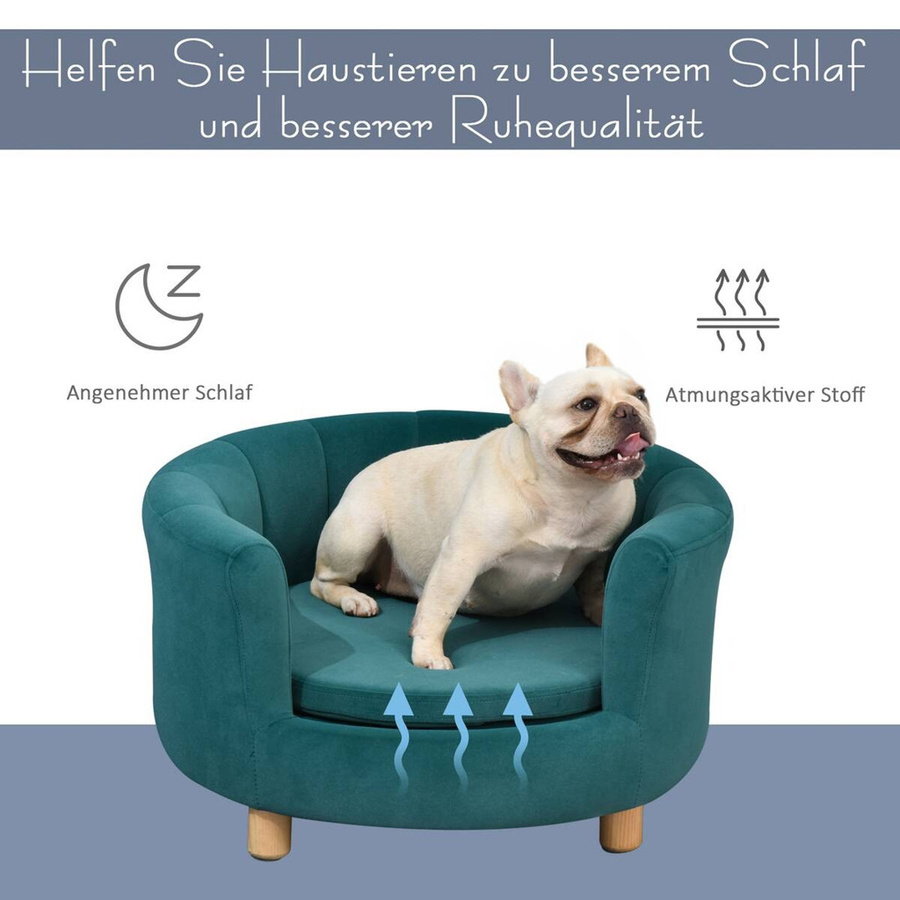 PawHut Hundesofa in Grün mit Flanell-Bezug und Holzbeinen für Hunde bis 4,5 kg, B/T/H: 65 x 37 x 64 cm - Bild 4