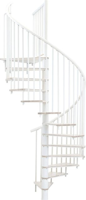 Minka Spindeltreppe Switch in Weiß mit Holzoptik, Durchmesser: 120 cm, für eine Raumhöhe bis 295 cm - Bild 1