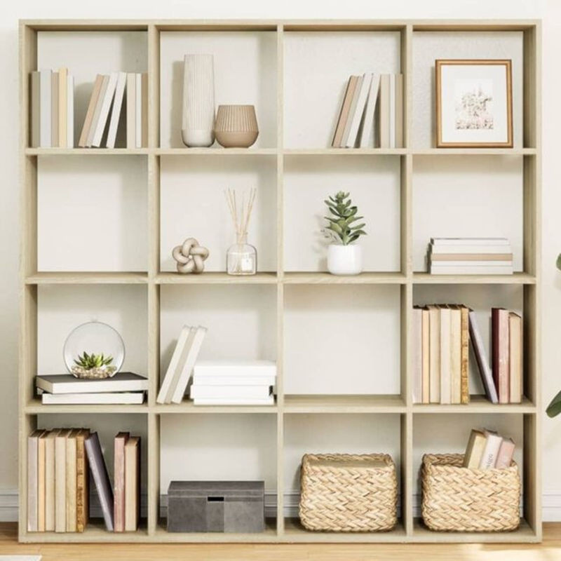 Bücherregal vidaxl aus Holzwerkstoff in Sonoma-Eiche Natur, klassisch und minimalistisch, B/T/H: 137,5 x 29 x 137,5 cm - Bild 1