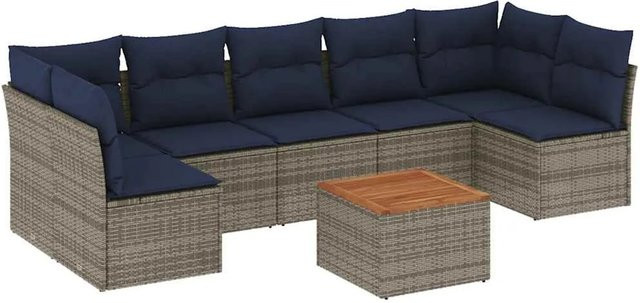 vidaXL Garten-Sofagarnitur aus Poly-Rattan in Grau mit Sitzkissen und Tisch - Bild 1