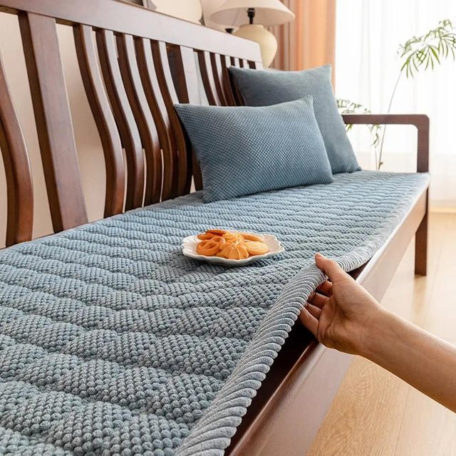 Rutschfester Sofabezug aus dickem Cord und Plüsch von Yiran Furniture in Grau, 50 x 50 cm - Bild 1