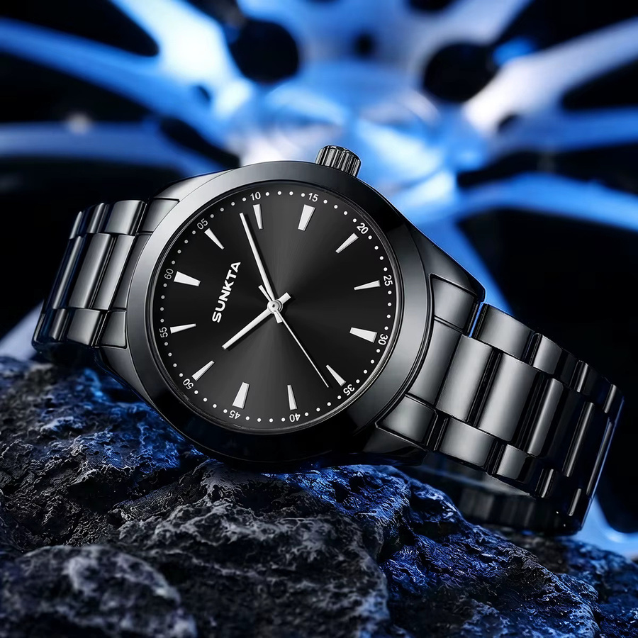 SUNKTA Armbanduhr, Quarz, Edelstahl, Schwarz, Herren - Bild 3