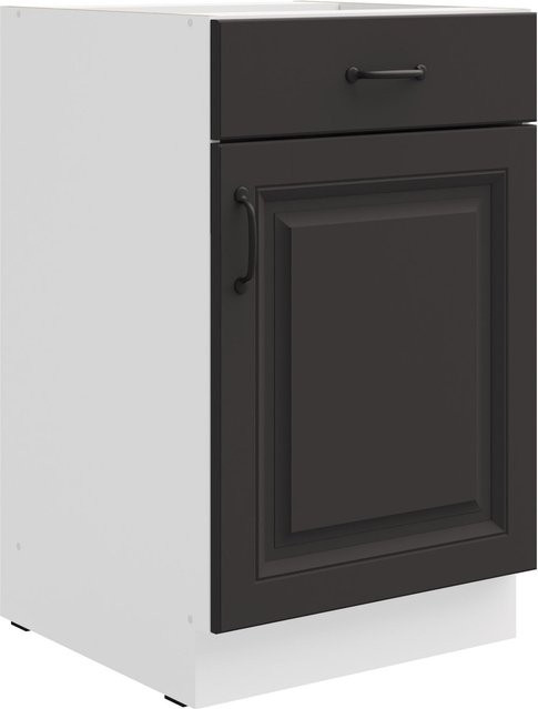 Küchenunterschrank Stilo in Grau im Landhausstil mit Vollauszug und Soft-Close, Breite: 50 cm - Bild 1
