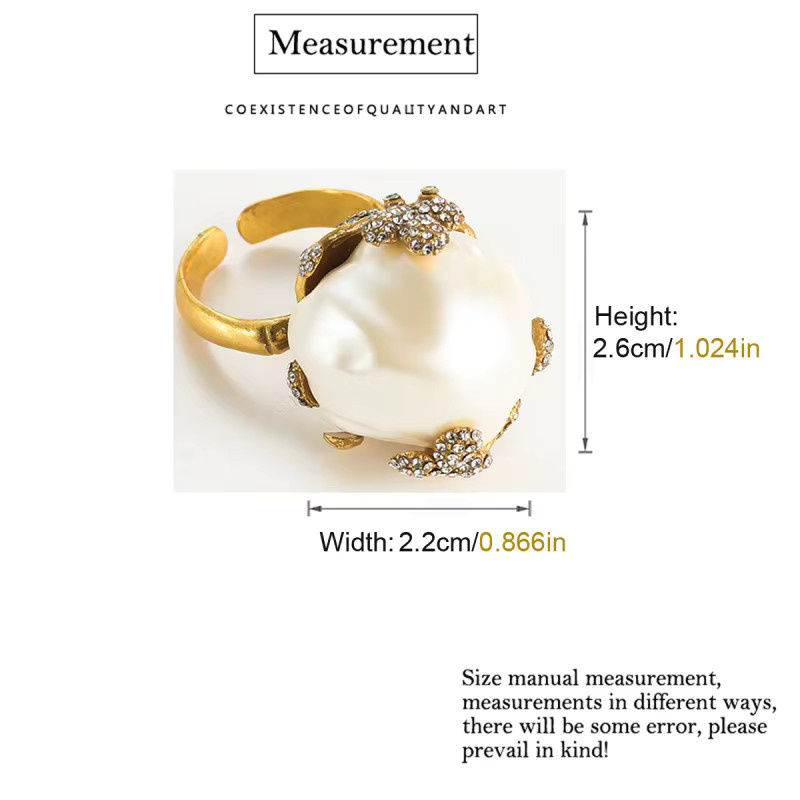 Icareu Perlenring, Goldfarben, Blatt-Strass, Damen - Bild 2