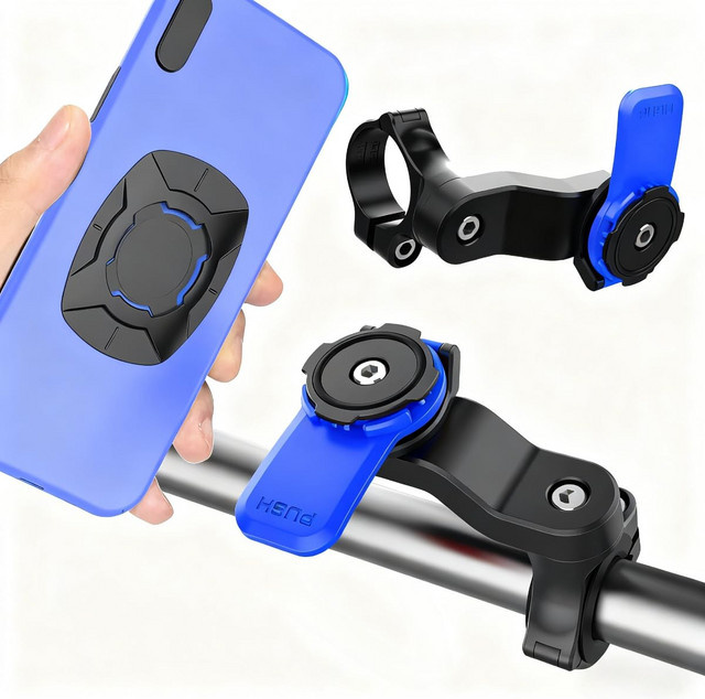 Universelle 360 Grad drehbare und voll einstellbare Handyhalterung für Motorrad und Fahrrad in Rot, stoßfeste GPS-Navigationshalterung für alle Smartphones - Bild 1