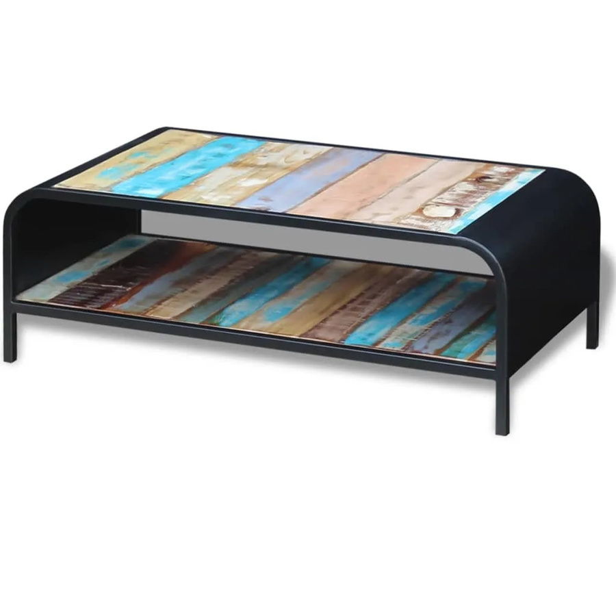 vidaXL Couchtisch aus Massivholz im Retro-Design, rechteckig, Mehrfarbig, B/T/H: 100 x 50 x 35 cm - Bild 2