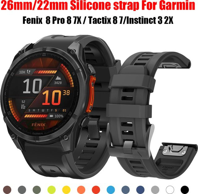Garmin Uhrenarmband Silikon, 22/26 mm, Schwarz, Unisex - Bild 1