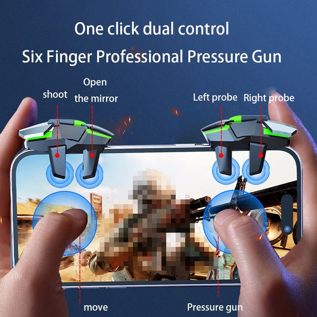 MOJOYCE Handy Gamepad Trigger Joystick Set mit L1 R1 Tasten für Mobile Shooter in Schwarz, 2 Stück - Bild 1
