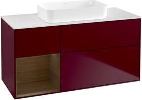 V&B Waschtischunterschrank Finion mit Regalfach links, Walnuss Veneer, Peony Matt, B/T: 120 x 60 cm - Bild 1