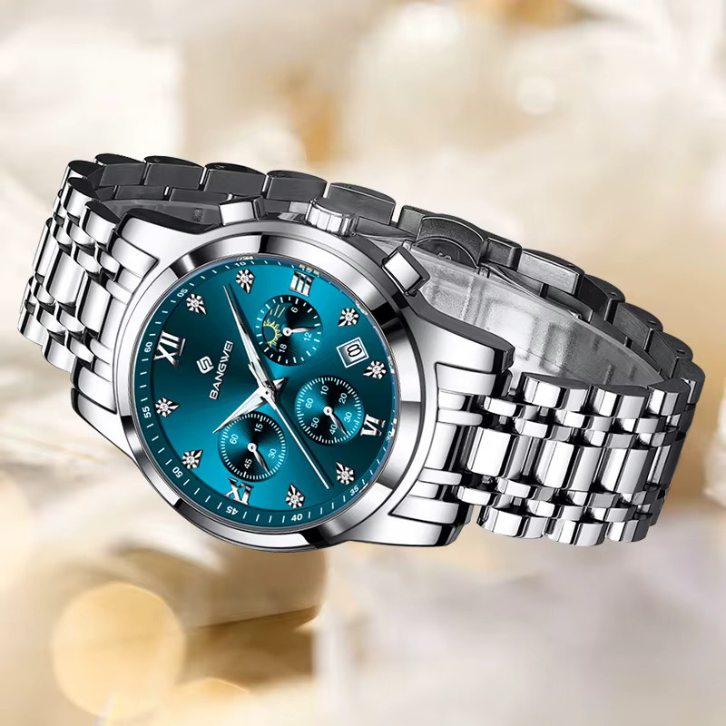 LIGE Armbanduhr Chronograph, Diamantbesetzt, Quarz, Edelstahl, Silber, Damen - Bild 2
