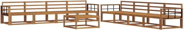 vidaXL Outdoor-Sofagarnitur 9-teilig aus Massivholz Akazie in Braun, L-Form mit Tisch und Armlehnen - Bild 1