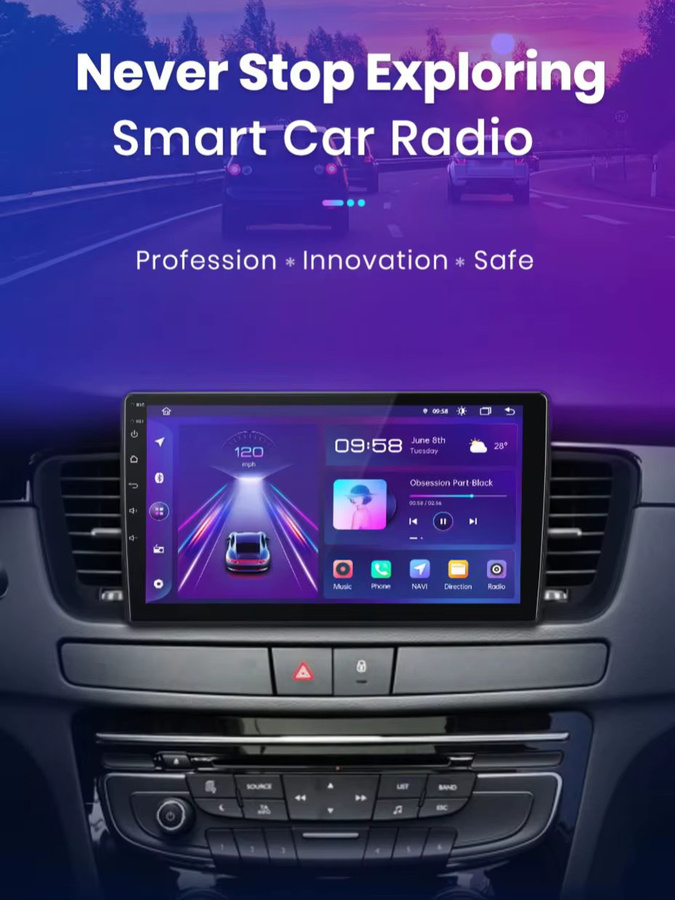 Junsun Android 13 Autoradio für Peugeot 508 2011-2018 mit 9 Zoll Display, 4GB RAM, 64GB ROM, GPS, Carplay, Bluetooth, DSP und Rückfahrkamera Unterstützung in Schwarz - Bild 1