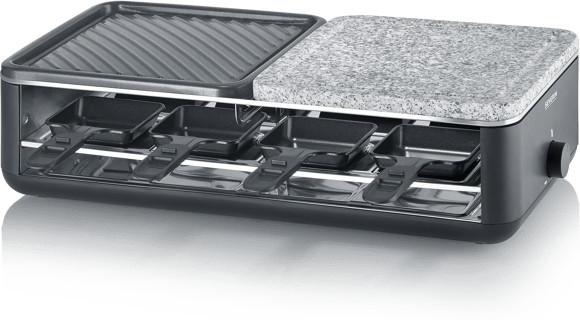 Severin Raclette-Grill RG 2366 Black Line Lite in Schwarz mit Naturstein und Grillfläche, 1.300 W - Bild 1