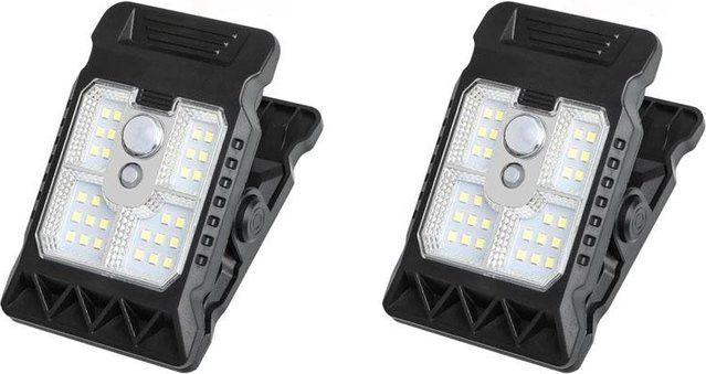 Meiteai-Home Solar-Clip-Leuchte im 2er-Set, Wasserdichte LED Außenleuchte mit Bewegungssensor und Dimmfunktion, Schwarz - Bild 1