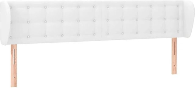 vidaXL Kopfteil mit Ohren in Weiß aus Kunstleder, Breite: 203 cm, Tiefe: 23 cm, Höhe: 78-88 cm - Bild 1