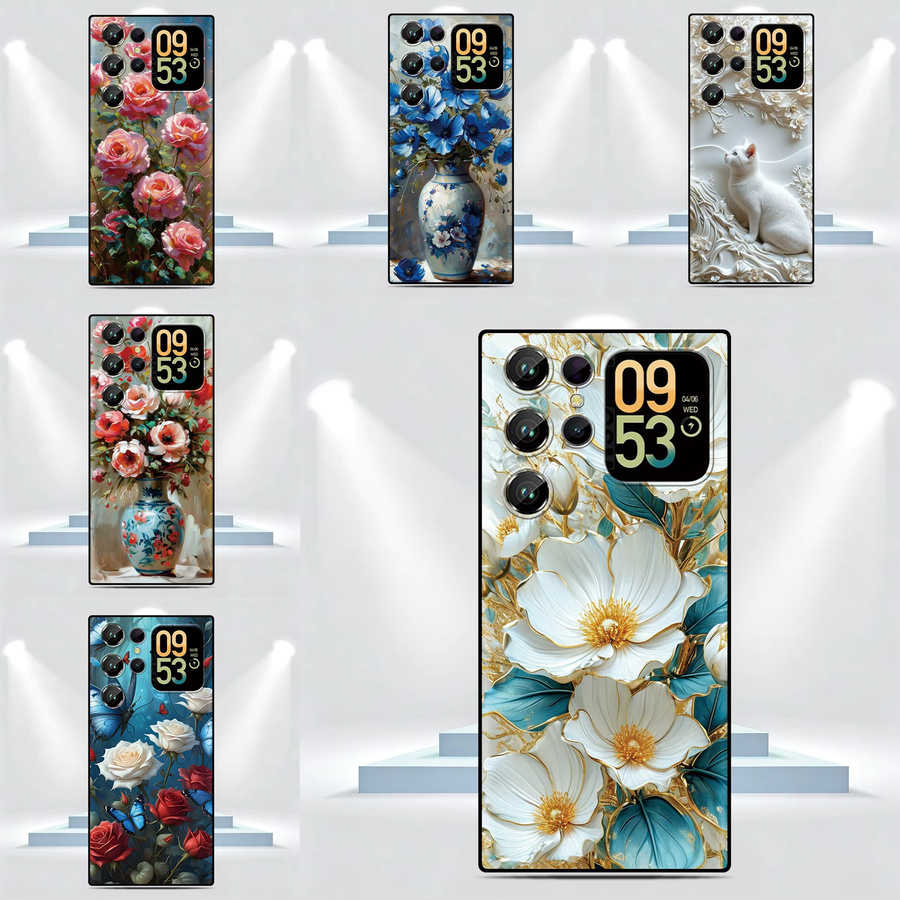 Kunstvolle Handyhülle mit Blumen-Motiv für Oukitel C17 C26 C69 C68 C3 C2 C62 C61 C19 C18 C57s C57 C58 P1 C1 Pro C21 C53 C51 - Bild 2