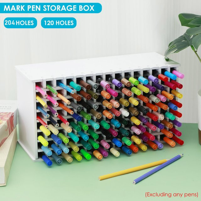 Organizer für Markierungsstifte und Buntstifte mit 120/204 Löchern, weißer Stiftehalter aus Kunststoff für Klassenzimmer und Zuhause - Bild 1