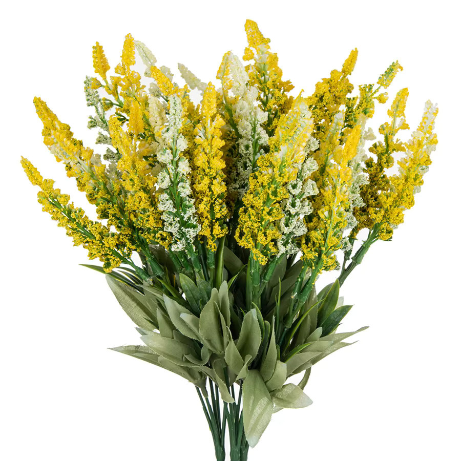 HUALIANQI Künstliche Lavendel Blumenpflanze in Lila und Gelb für Hochzeitskranz, Tischdeko und Garten als DIY Geschenk - Bild 2