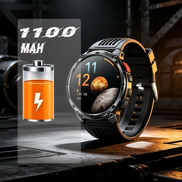 T-Rex3 Pro Smartwatch für Herren in Schwarz-Orange mit GPS-Tracker, 10ATM Wasserdichtigkeit und Anruffunktion - Bild 1