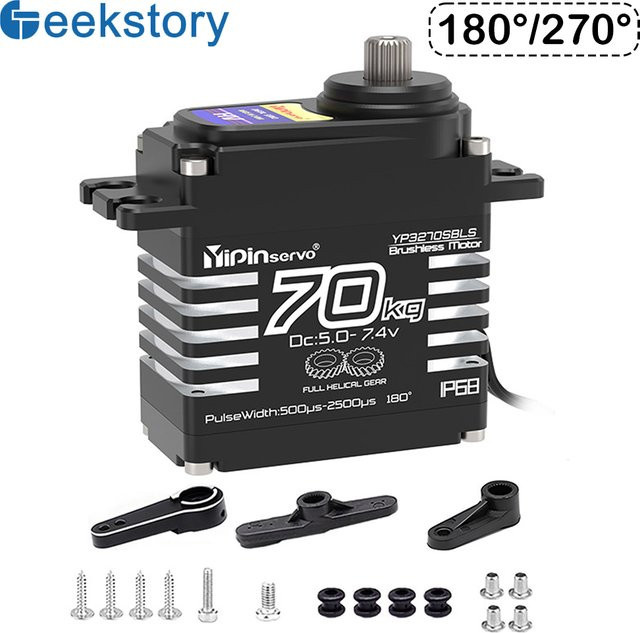 wishiot Digitaler Servo, bürstenlos, 70 kg, 8,4 V, 180 Grad, IP68, mit 25T-Servoarm - Bild 1