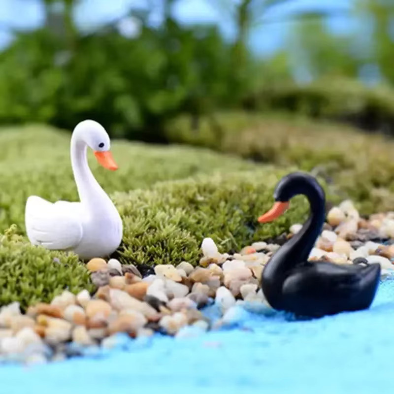 MINIDEAL Schwan Garten Dekorationen, Miniatur Figur, 10-teiliges Set, Weiß Schwarz - Bild 3