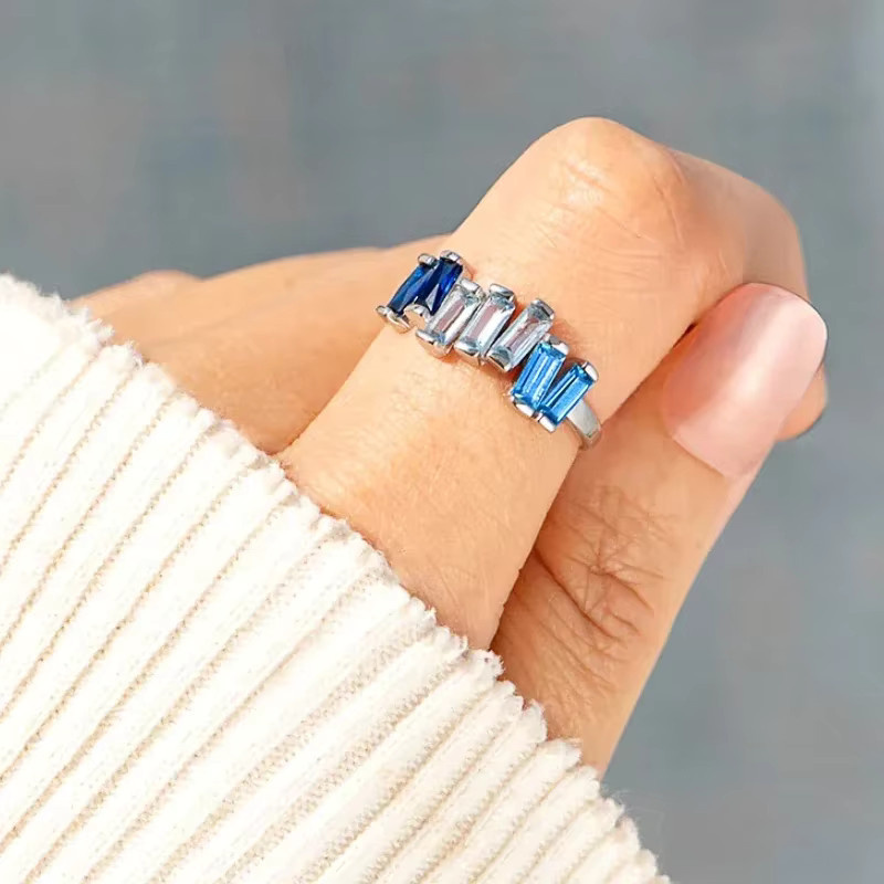 Huitan Ring, Zirkonia, blau und weiß, Damen - Bild 4
